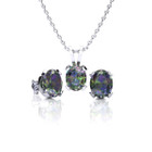 3-Carat Oval Mystic Topaz Necklace & Earring Set in Sterling Silver product image