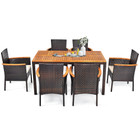 7-Piece Rattan Patio Dining Set with Stackable Chairs & Umbrella Hole product image