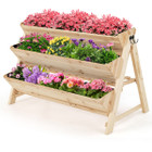 3-Tier Wooden Vertical Raised Garden Bed with Storage Shelf product image