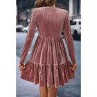 Amari Long Sleeve Tiered Ribbed Velvet Dress product image