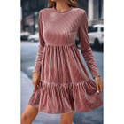 Amari Long Sleeve Tiered Ribbed Velvet Dress product image