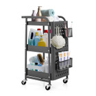 3-Tier Rolling Storage Trolley with Dual Pegboards product image