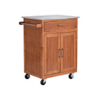 Wooden Kitchen Rolling Storage Cabinet with Stainless Steel Top product image