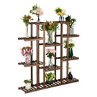 11-Seat Multifunctional Carbonized Wood Plant Stand with Gardening Tools product image