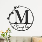 Personalized Metal Floral Leaves Outdoor Monogram Wreath product image