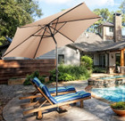 Beige 9-ft or 10-ft 6-Rib Outdoor Tilt Umbrella with Crank product image