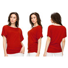 Women's Solid Short Sleeve Boat Neck V-Neck Dolman Top product image