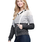 Women's Slim Fit Casual Zip-up Color Block Hoodie product image