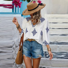 Women's Moroccan Blue in White Blouse product image