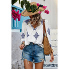 Women's Moroccan Blue in White Blouse product image