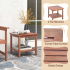Double-Tier Acacia Patio Side Table with Slatted Tabletop & Shelf product image