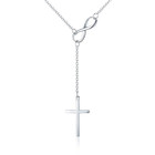 18-Inch Italian Silver Infinity Cross Lariat Necklace product image