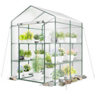 Walk-in Greenhouse with 4 Tiers & PVC Cover Roll-up Zippered Door product image