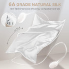 1Pcs 100% Pure Mulberry Silk Pillowcase for Hair and Skin, Allergen Resistant Dual Sides, 600 Thread Count Silk Bed Pillow Cases with Hidden Zipper, Standard Size,51 x 66 cm, White product image