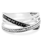 0.08-Carat Black and White 8-Diamond Crossover Ring (Size 7) product image