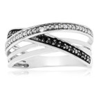 0.08-Carat Black and White 8-Diamond Crossover Ring (Size 7) product image