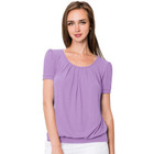 Women's Scoop Neck Short Sleeve Front-Pleated Blouse product image