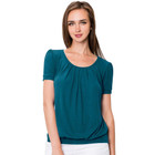 Women's Scoop Neck Short Sleeve Front-Pleated Blouse product image