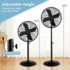16-Inch Oscillating Standing Pedestal Fan with 3 Speeds & Adjustable Height product image