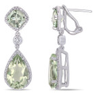 Sterling Silver 10CT Green Quartz & White Sapphire Teardrop Earrings product image