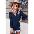 Women's Dotted Sleeves V-Neck Blouse product image