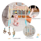 Goplus Foldable Wooden Baby Gym with 3 Wooden Teething Toys Hanging Bar Gra product image