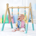 Goplus Foldable Wooden Baby Gym with 3 Wooden Teething Toys Hanging Bar Gra product image