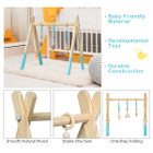 Goplus Foldable Wooden Baby Gym with 3 Wooden Teething Toys Hanging Bar Gra product image