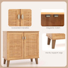 2-Door 4-Tier Shoe Cabinet Storage Organizer with Ventilated Woven Doors product image