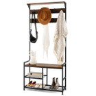 3-in-1 Industrial Coat Rack with Shoe Bench product image
