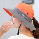 Women's Wide Brim Mesh Sun Hat with Ponytail Hole, UV Protection product image