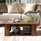 36-Inch 2-Tier Wooden Modern Coffee Table with Storage Shelf product image