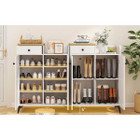 2-Door Shoe Rack Organizer with Drawer and 6 Removable Shelves product image