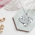 18-Inch Sterling Silver White Gold-Plated CZ Infinity Pendant Necklace product image