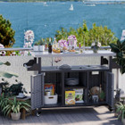 Rattan Outdoor Bar Cart with Wheels product image