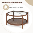 31" Wooden Round Coffee Table with Tempered Glass Top  product image