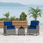 3-Piece Patio Rattan Rocking Chair Set with Tempered Glass Table & Soft Cushions product image