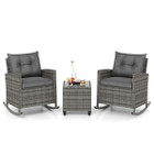 3-Piece Patio Rattan Rocking Chair Set with Tempered Glass Table & Soft Cushions product image