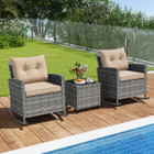 3-Piece Patio Rattan Rocking Chair Set with Tempered Glass Table & Soft Cushions product image