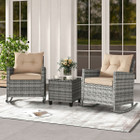 3-Piece Patio Rattan Rocking Chair Set with Tempered Glass Table & Soft Cushions product image