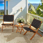 3-Piece Acacia Patio Furniture Set with Coffee Table and Folding Chairs product image