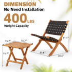 3-Piece Acacia Patio Furniture Set with Coffee Table and Folding Chairs product image