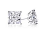10K White Gold-Plated Sapphire Stud Earrings (Square- or Round-Cut) product image