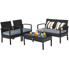 Black Rattan 4-Piece Patio Furniture Set product image