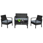 Black Rattan 4-Piece Patio Furniture Set product image