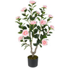 36" Artificial Camellia Tree with Cement Pot product image