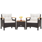  3-Piece Patio Rattan Furniture Set with Tabletop and Cushions product image