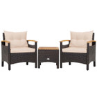 3-Piece Patio Rattan Furniture Set with Tabletop and Cushions product image