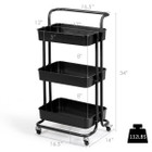 3-Tier Utility Cart Storage Rolling Cart with Casters product image