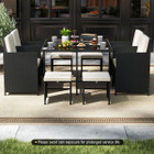  9-Piece Patio Dining Set with Tempered Glass Table and Ottoman product image